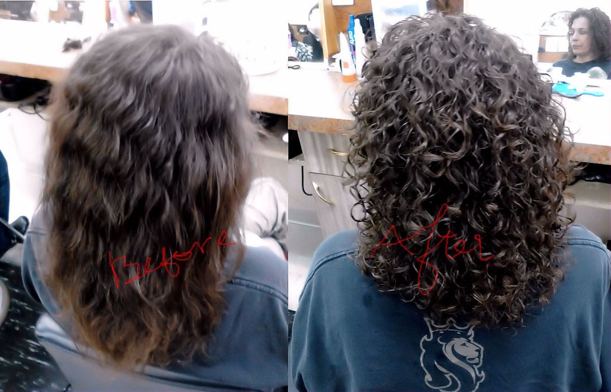 Завивка волны до и после