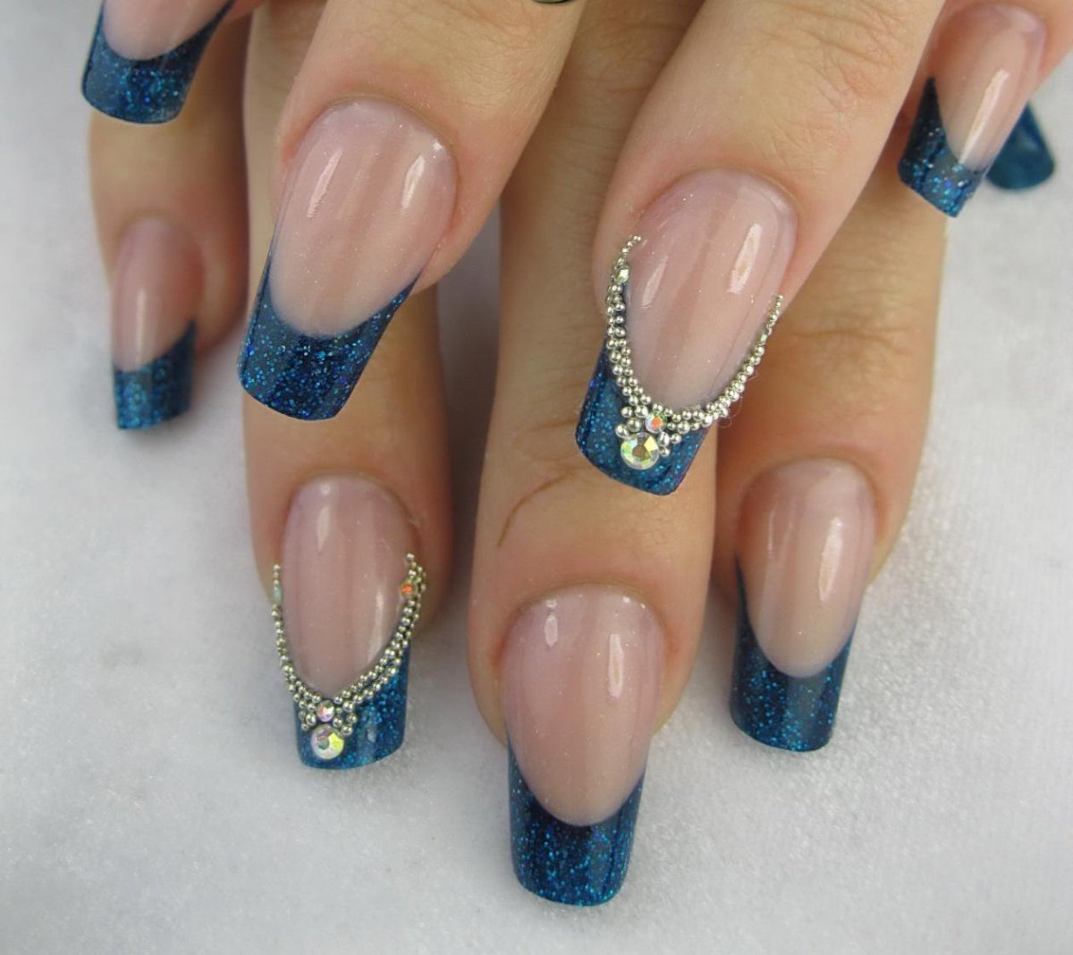 Голубой френч со стразами