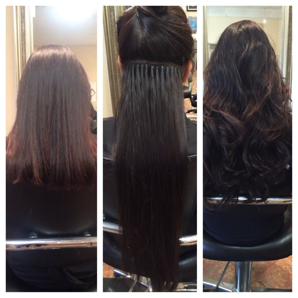 Нарощенные волосы темные