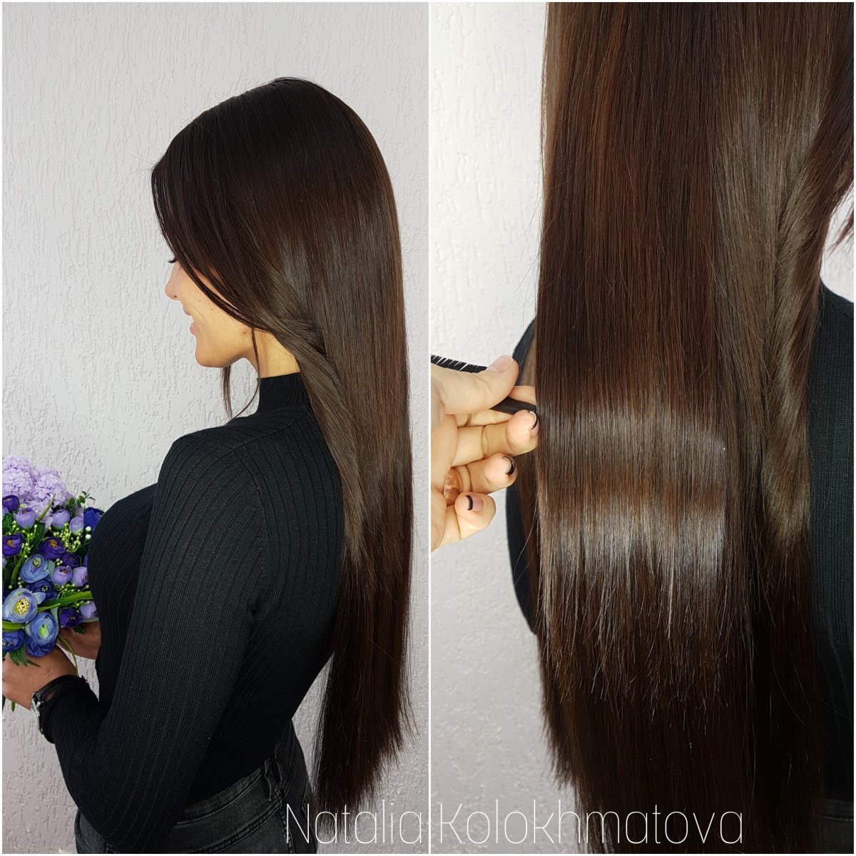 Нарощенные волосы шоколадные