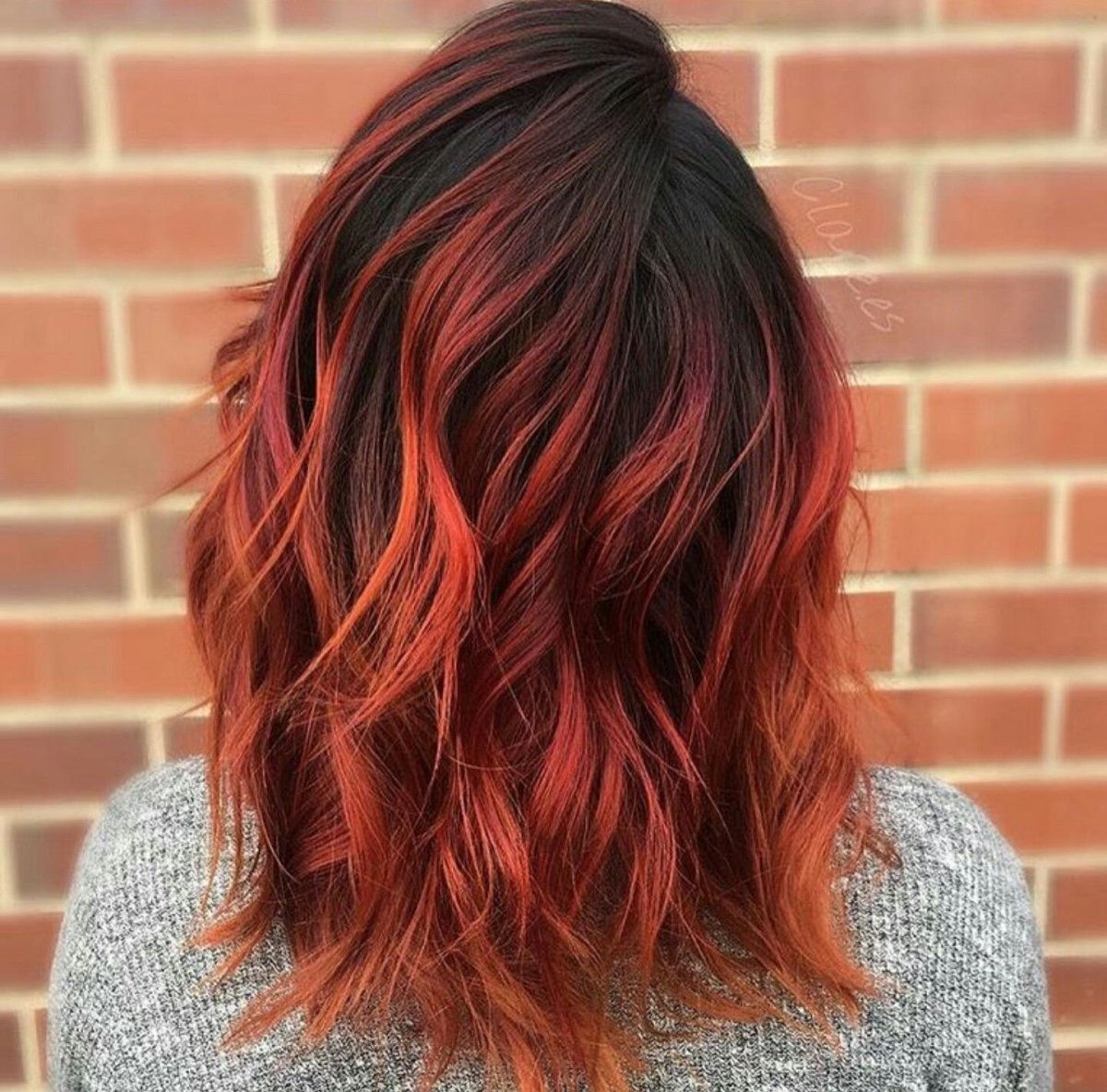 Балаяж и шатуш на каре рыжий