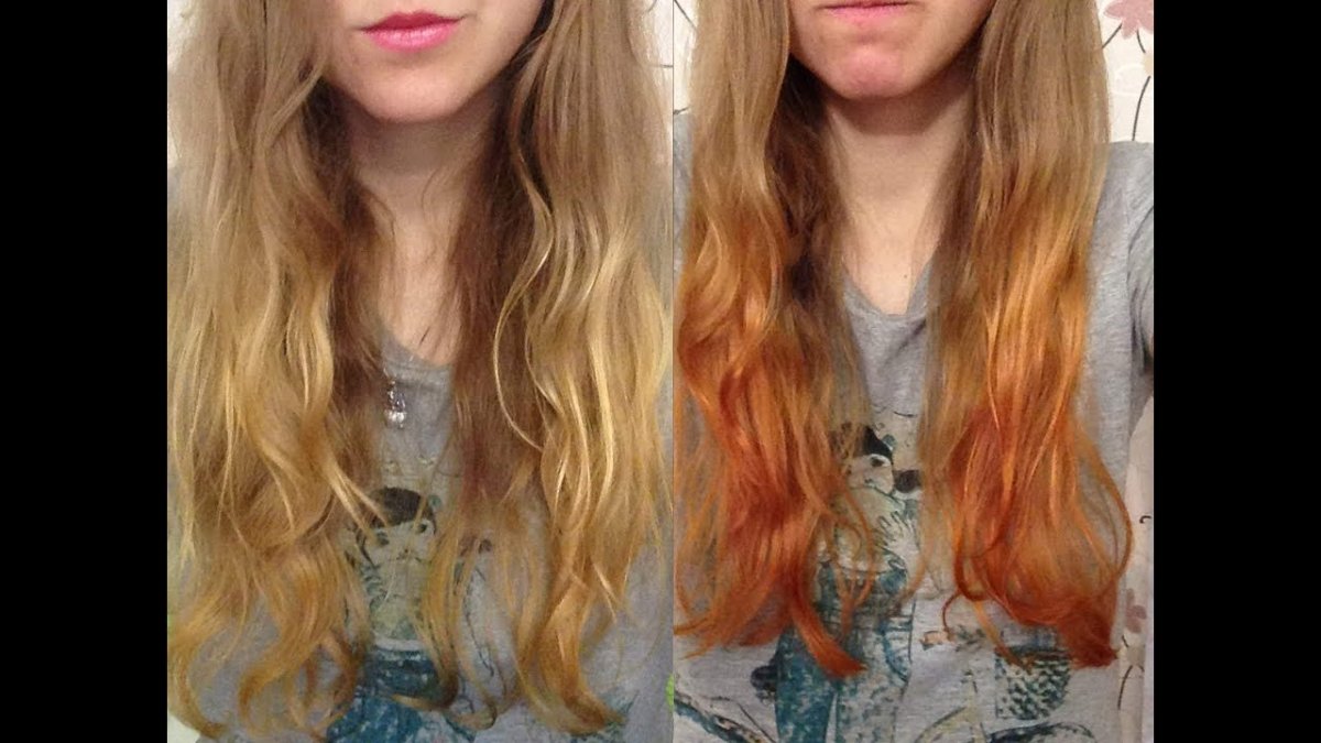 Отросшие рыжие волосы на русых волосах