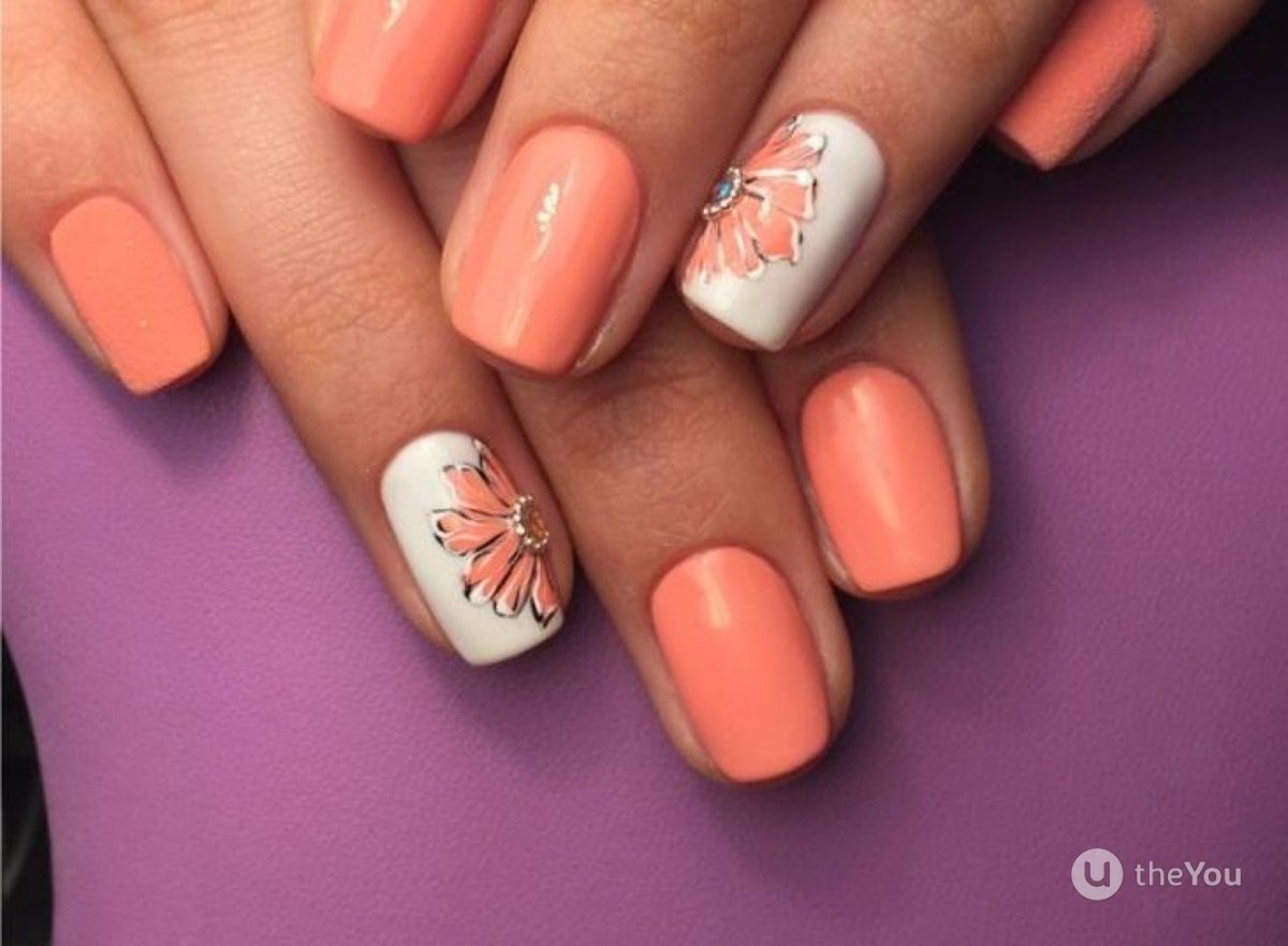 Дизайн ногтей лососевый цвет