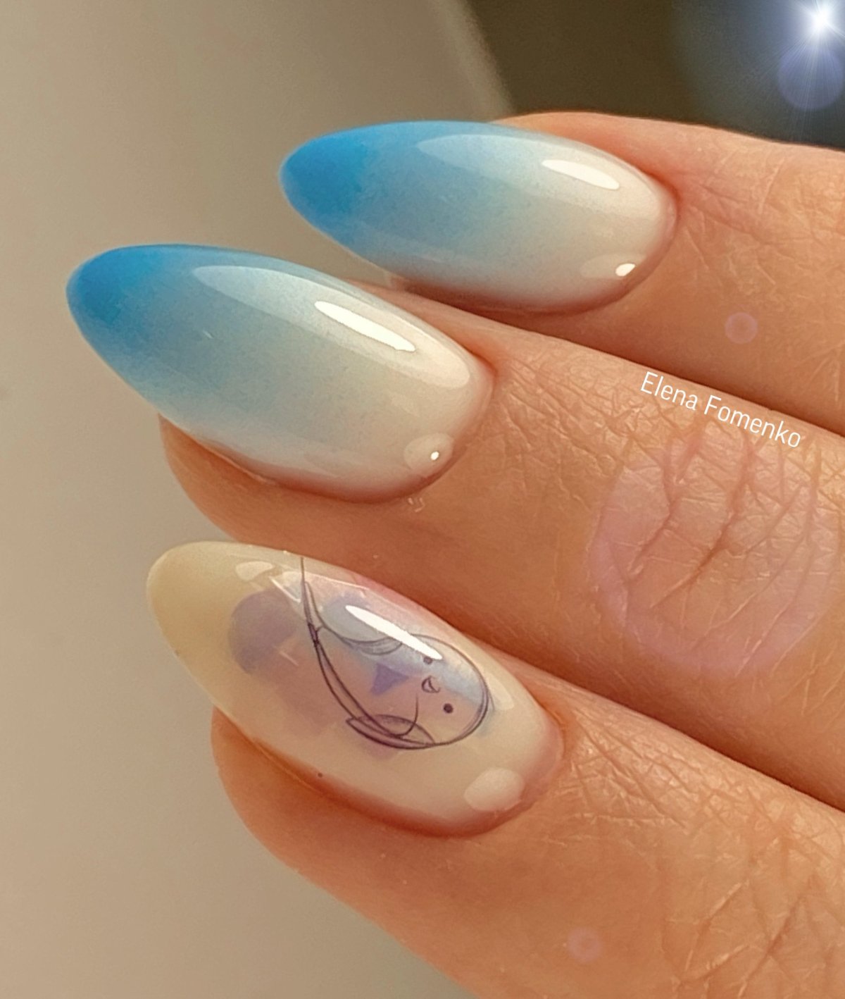 Маникюр градиент на овальные ногти