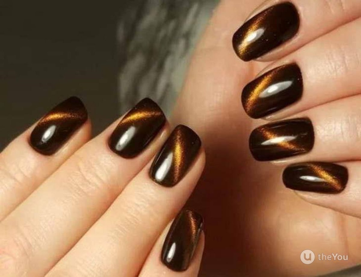 Ногти кошачий глаз коричневый