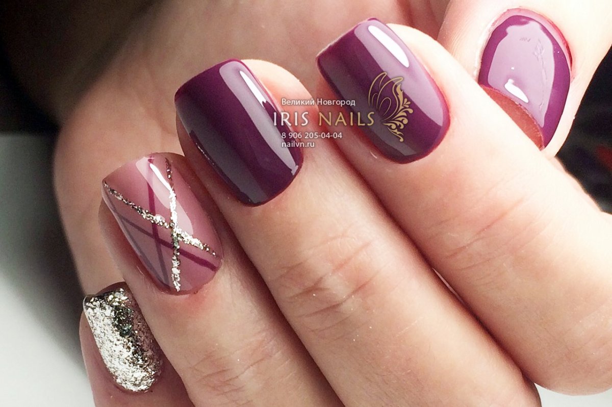 Маникюр бордо марсала бургунди