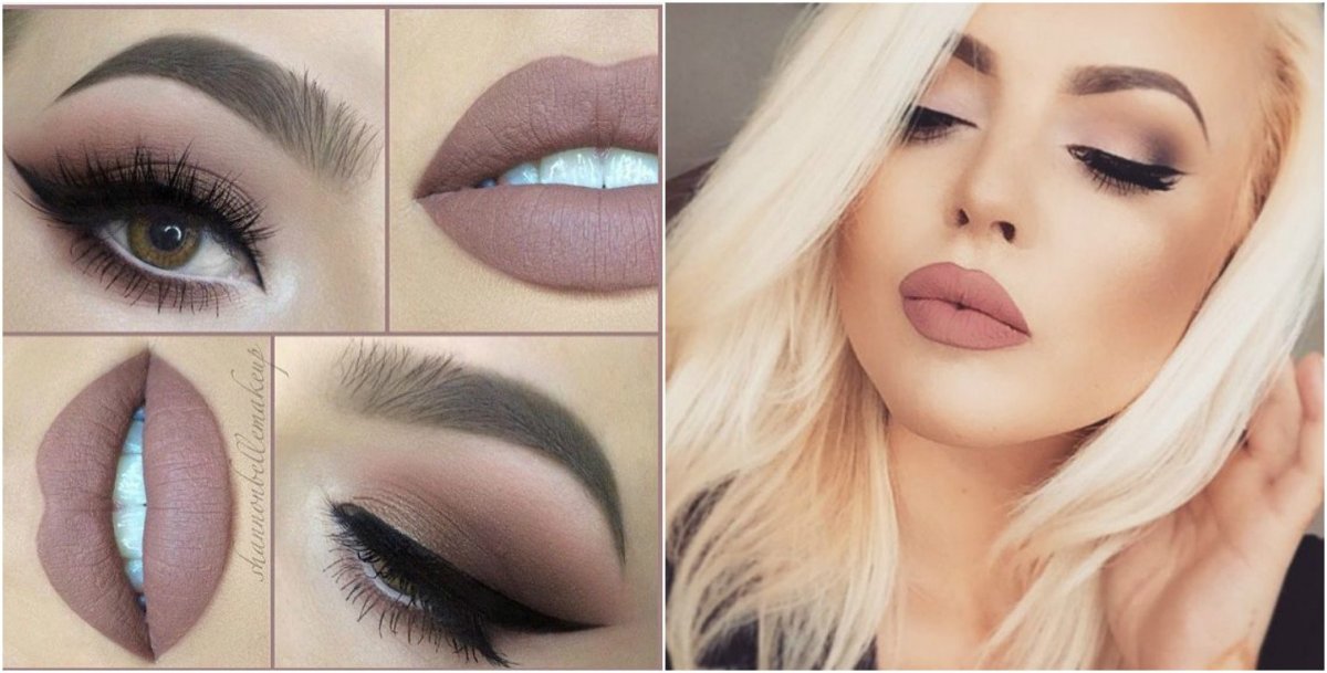 Вечерний макияж с красными губами