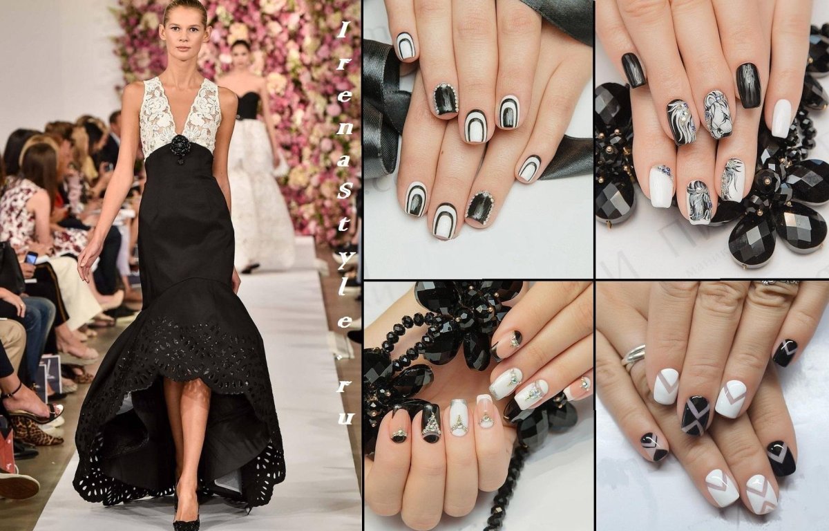 Маникюр под черное вечернее платье