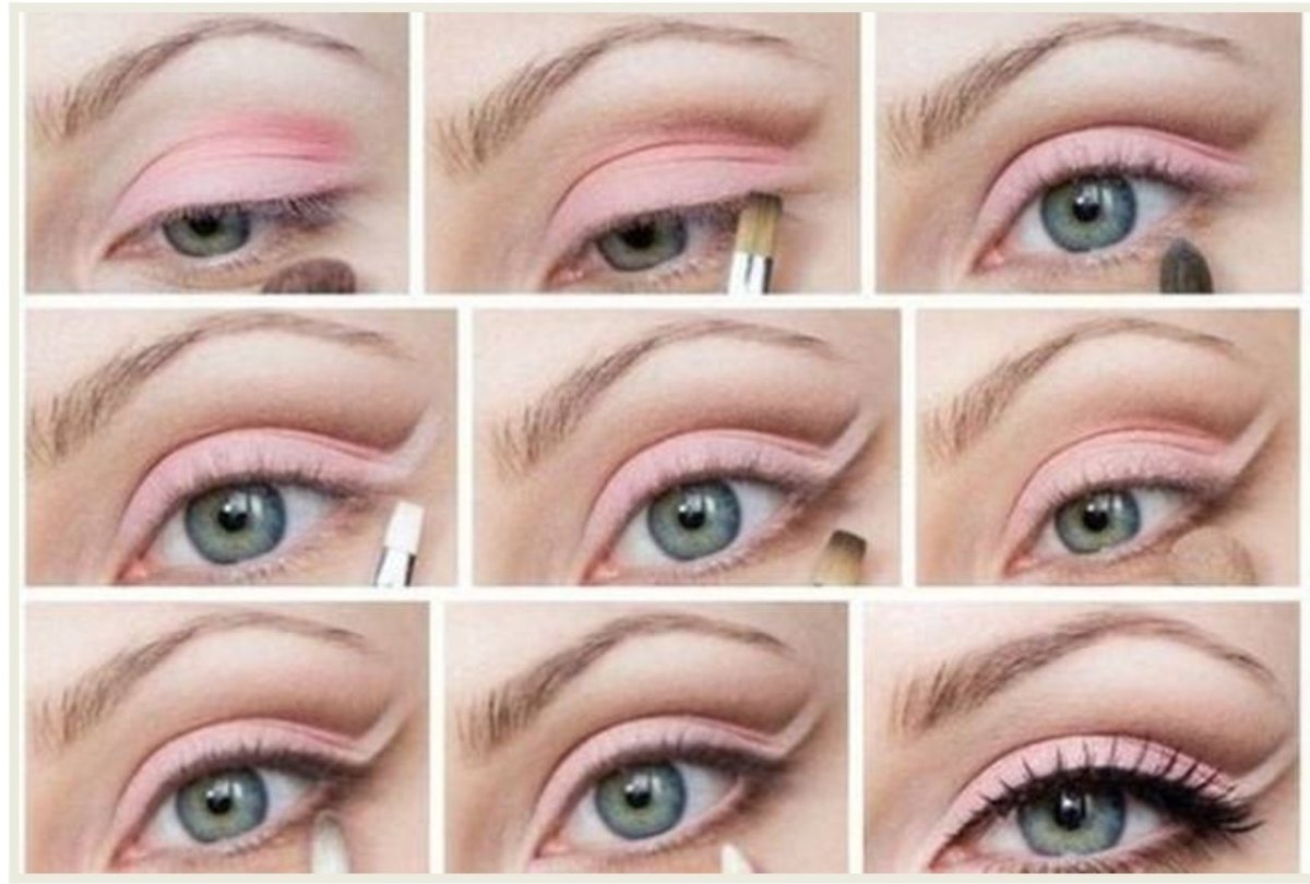 Дневной макияж с розовыми тенями