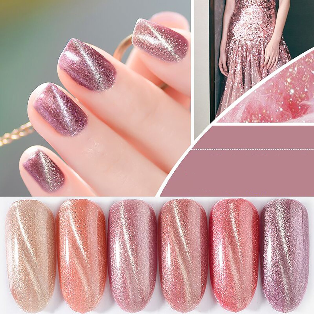 Маникюр кошачий глаз светлые тона