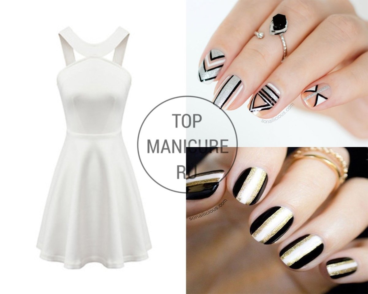 Маникюр к черно белому платью