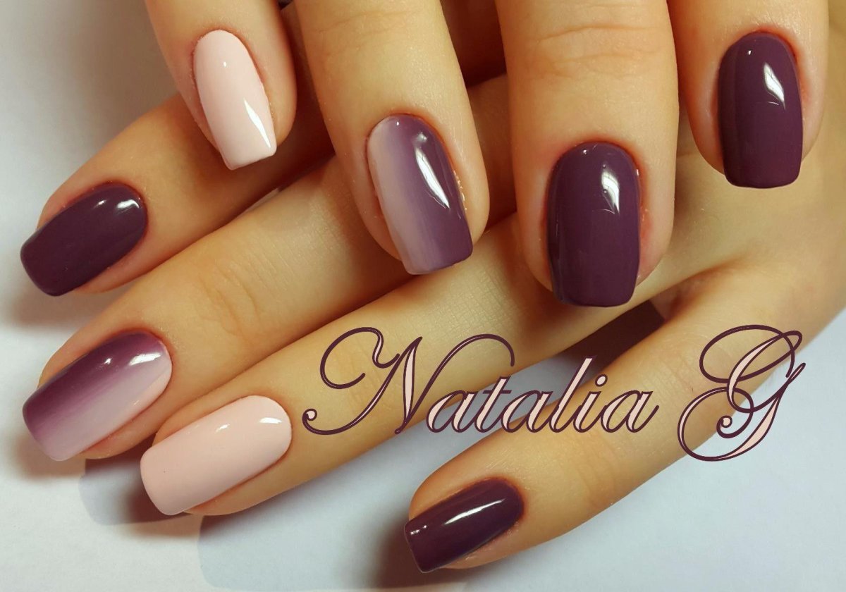Маникюр градиент коричневый