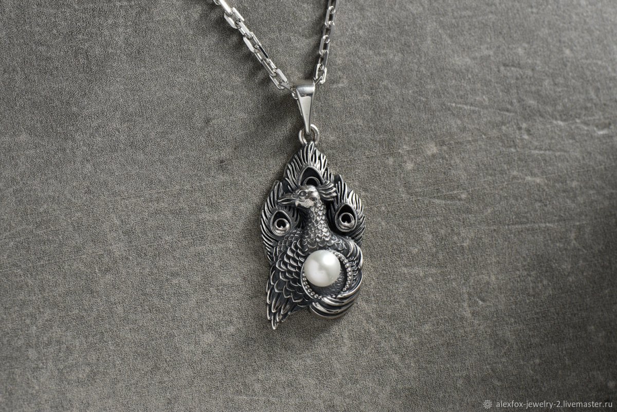 Подвеска Жар птица серебро