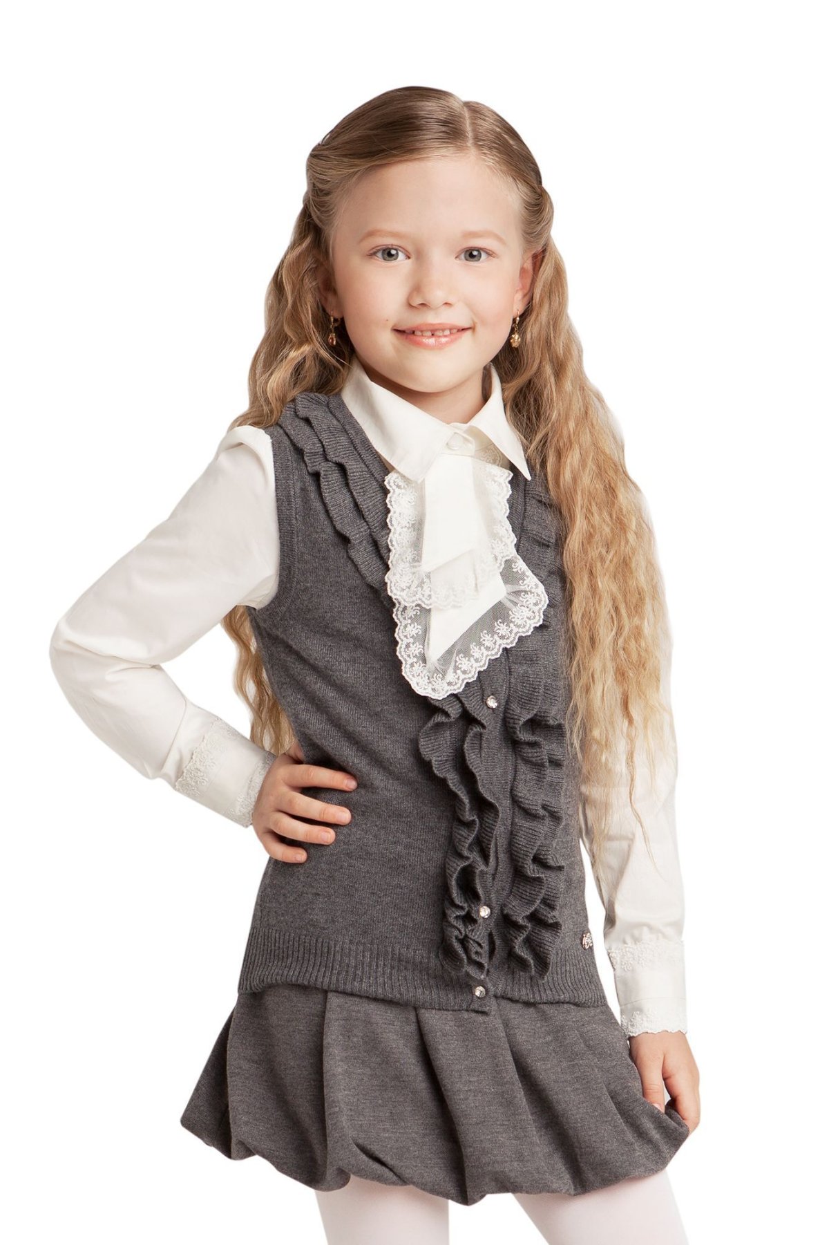 Жилет вязаный для девочки 7 лет