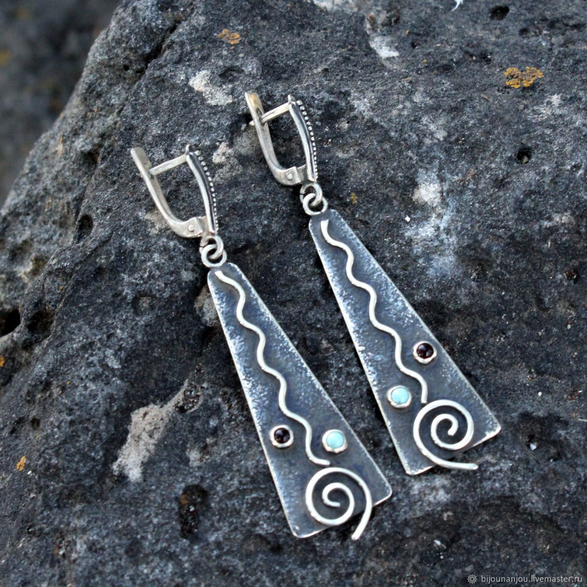 Серьги бохо серебро