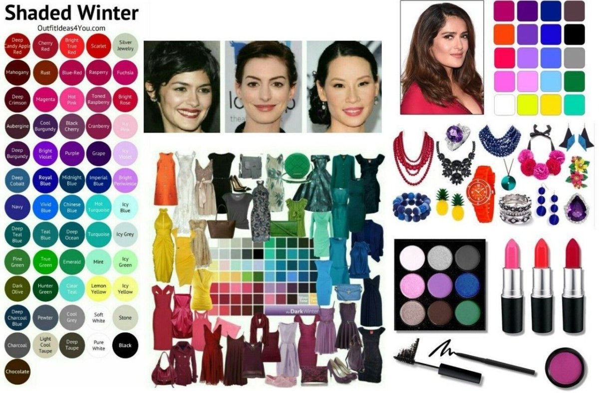 Тёмная зима цветотип палитра