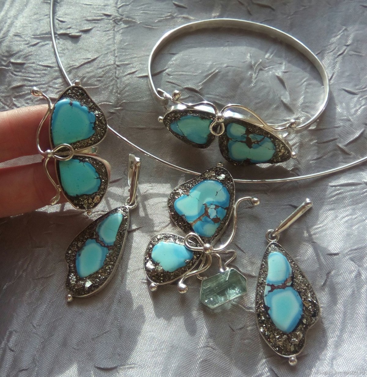 Серебро Кубачи кольцо с бирюзой