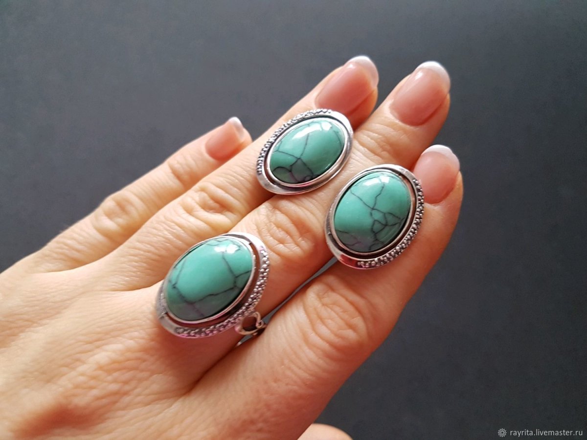 Серьги Сударушка бирюза серебро