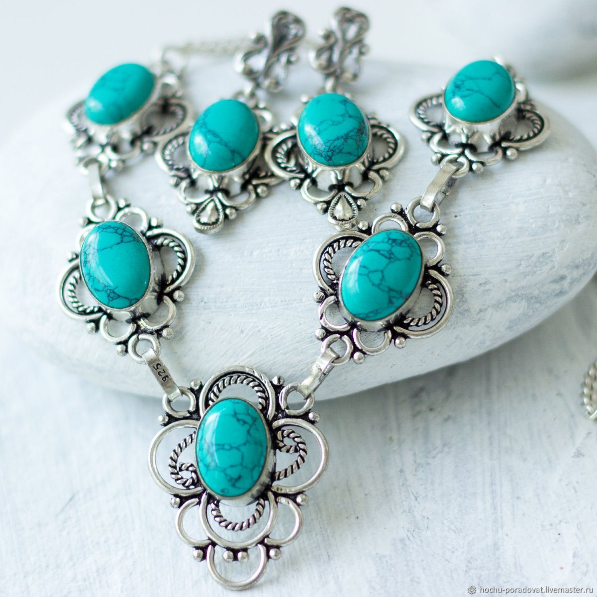 Украшения из бирюзы в серебре