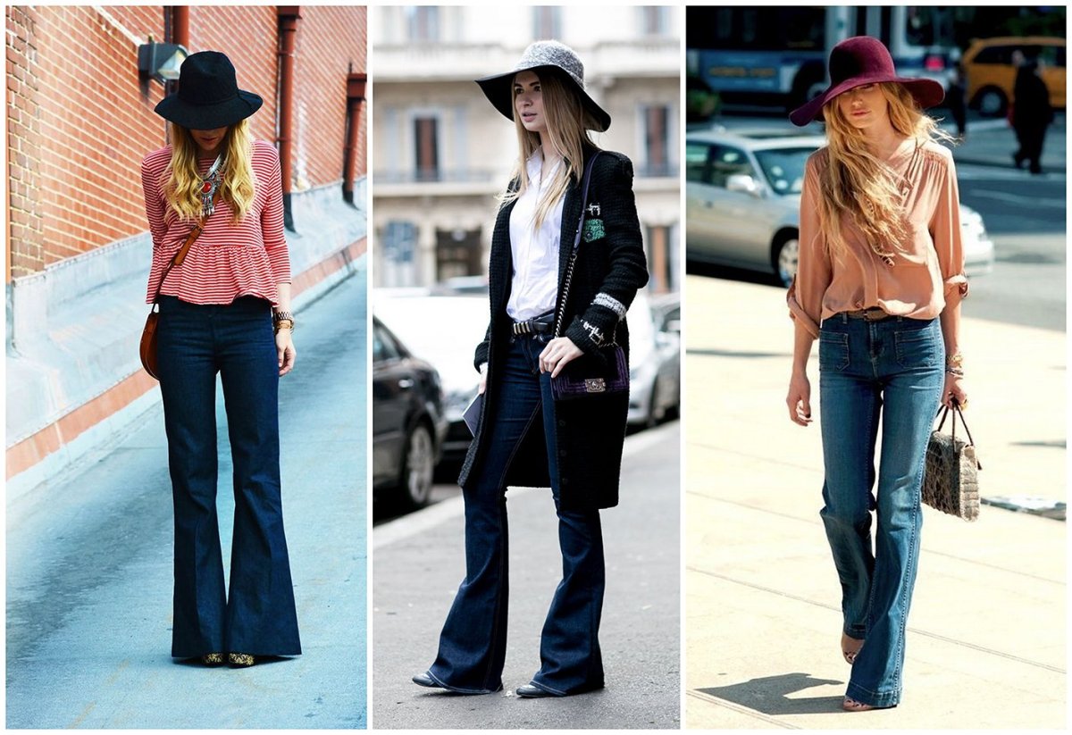 Джинсы клеш шляпа