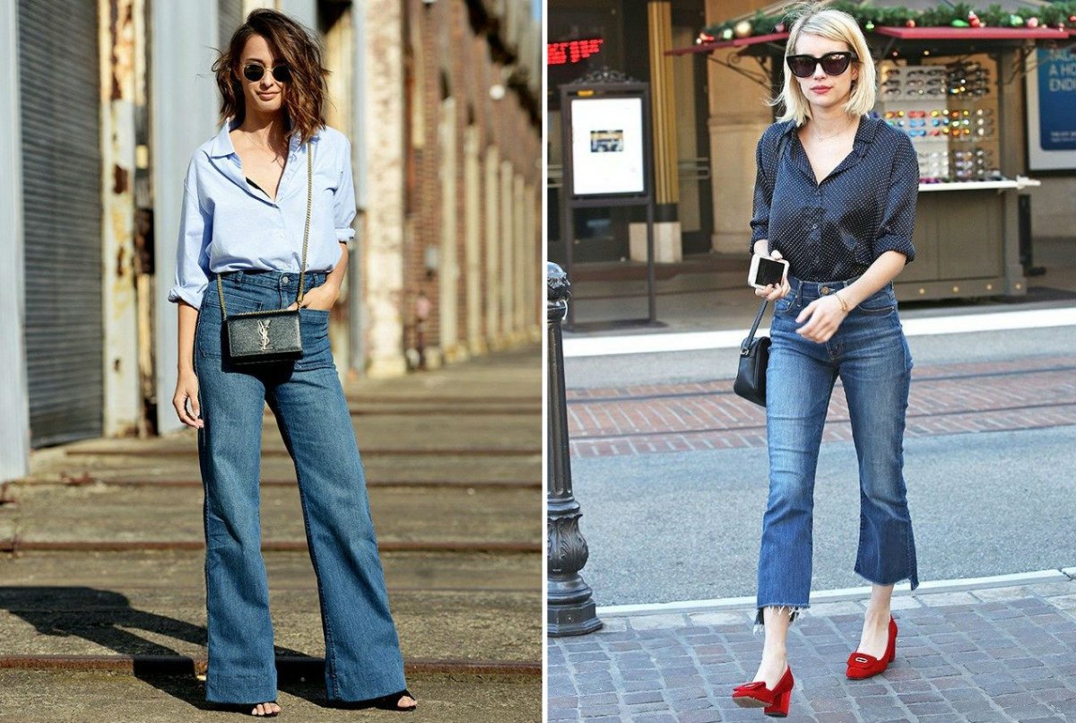 Ретро джинсы клеш образы