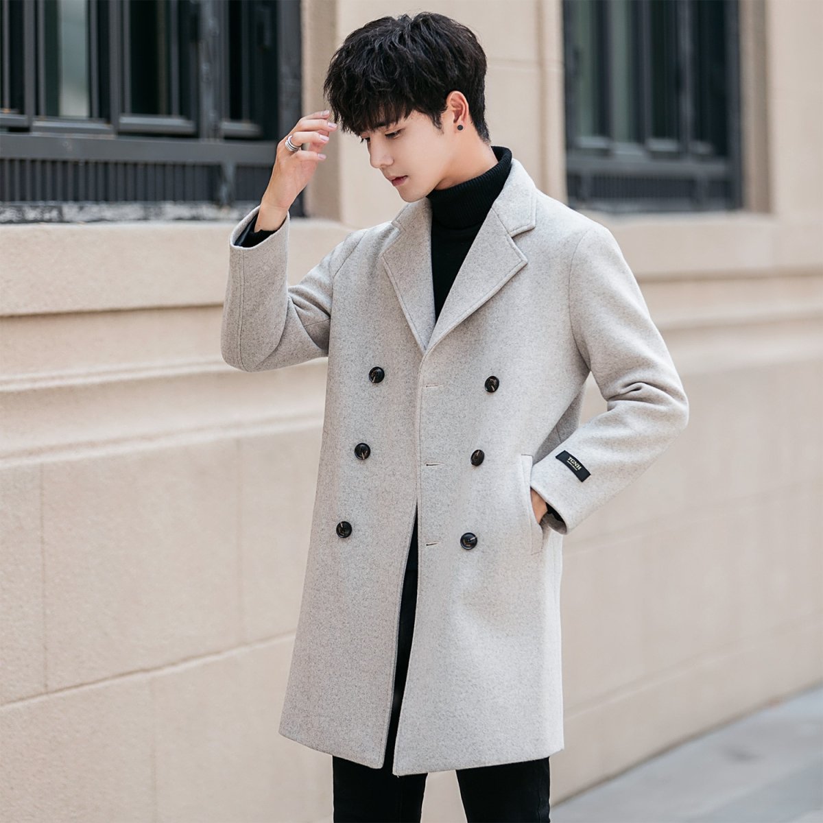 Laamei корейские мужские шерстяные пальто