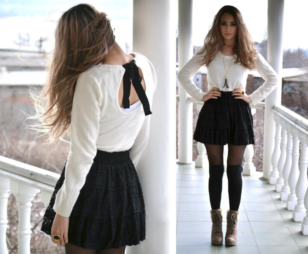 Луки в школу с юбкой