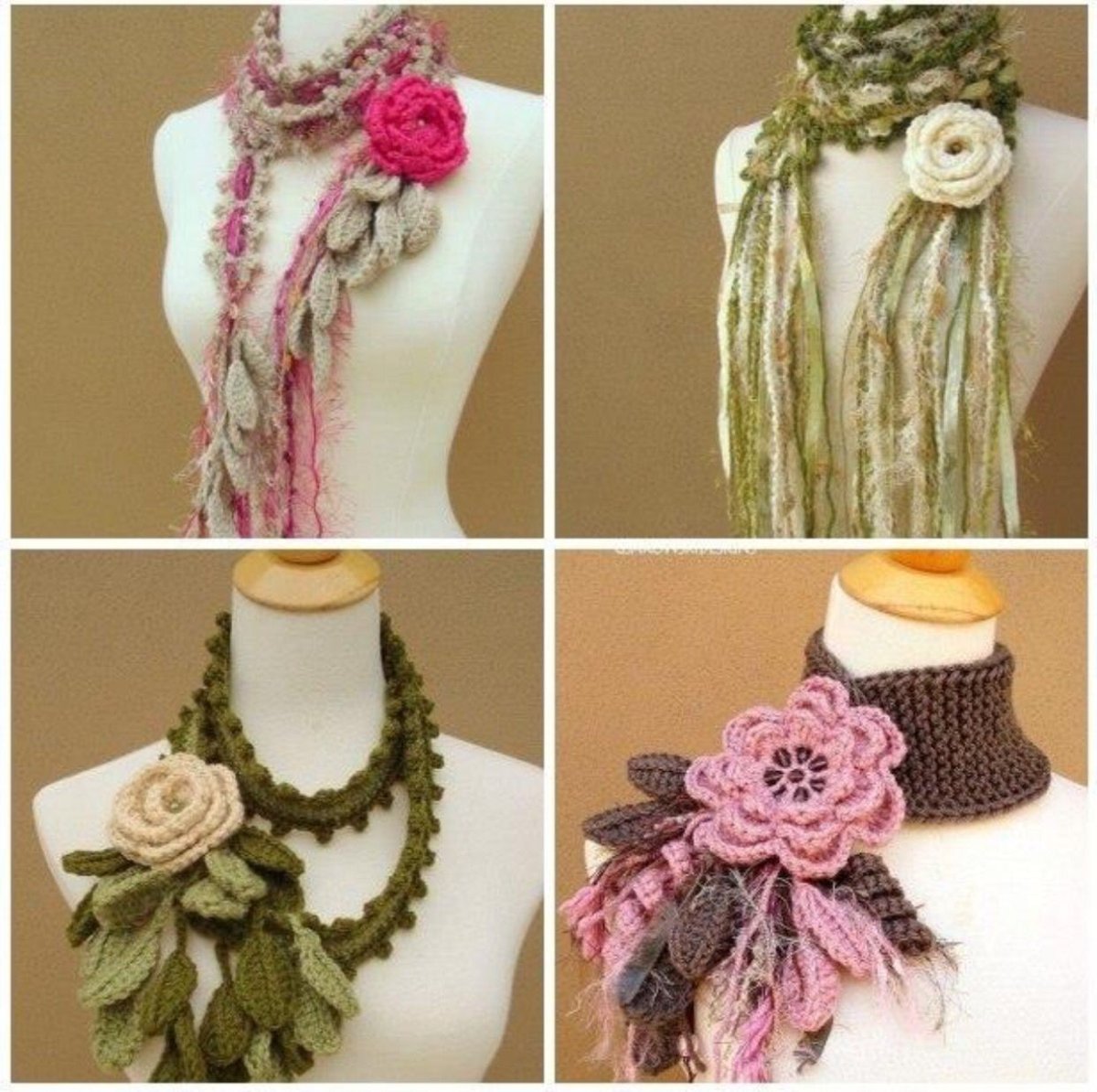 Вязаные цветы для украшения одежды