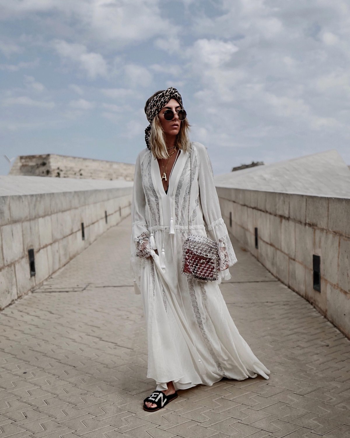 Бохо стайл белое платье
