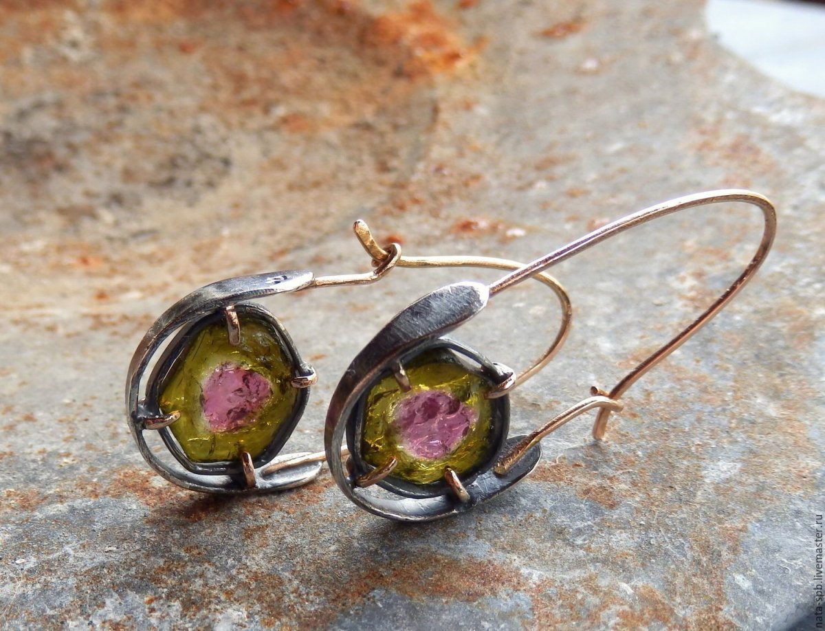 B-50028-G серьги с турмалином