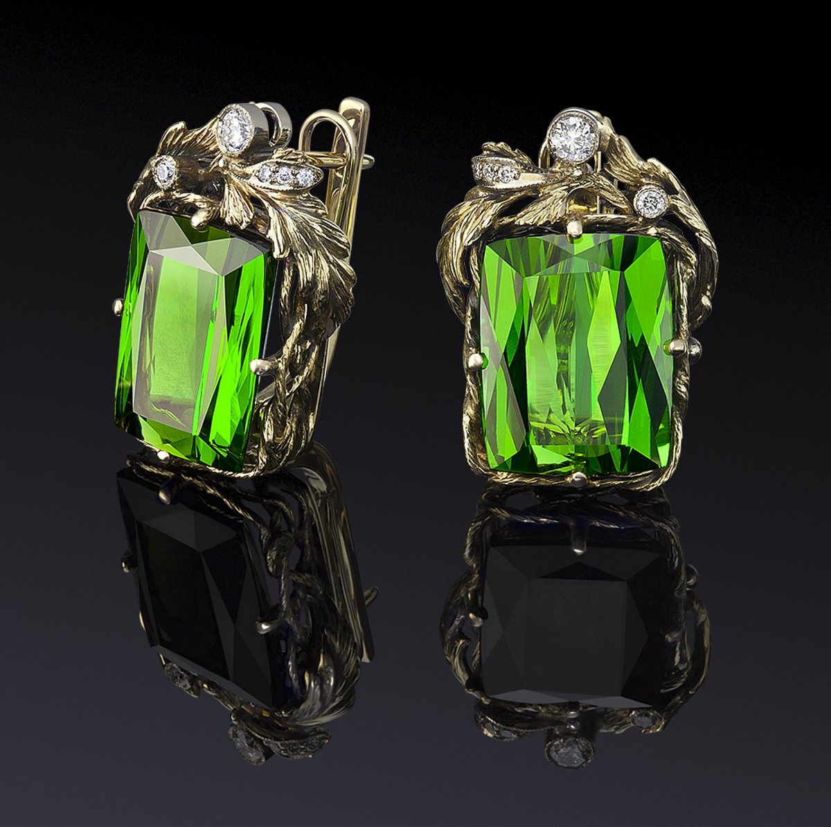 Украшения с турмалином в серебре