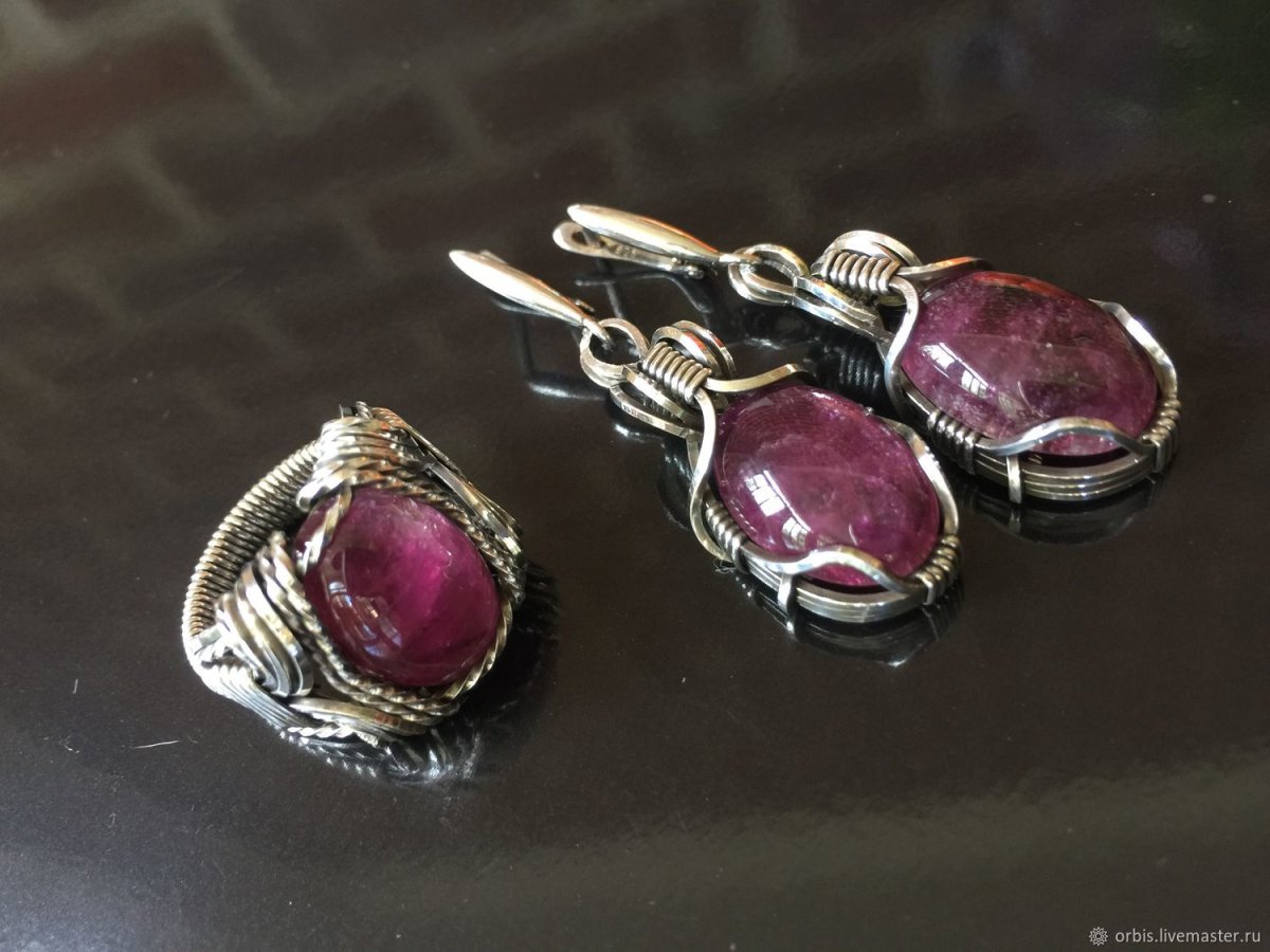 Рубеллит кольцо серебро