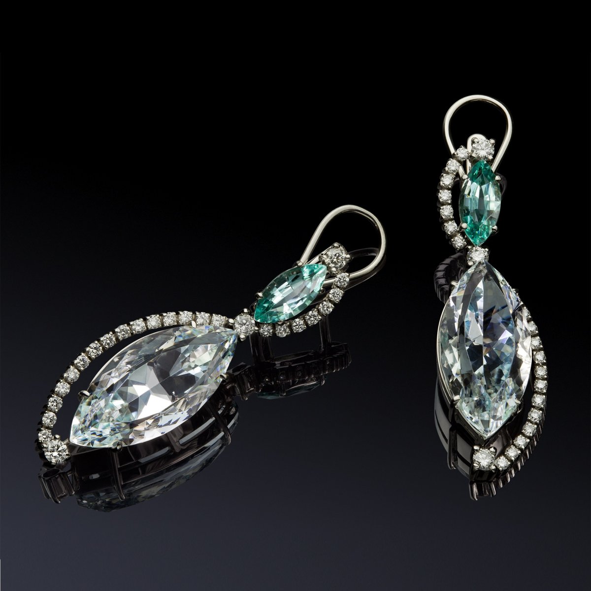 Серьги аргентов с зелеными турмалинами