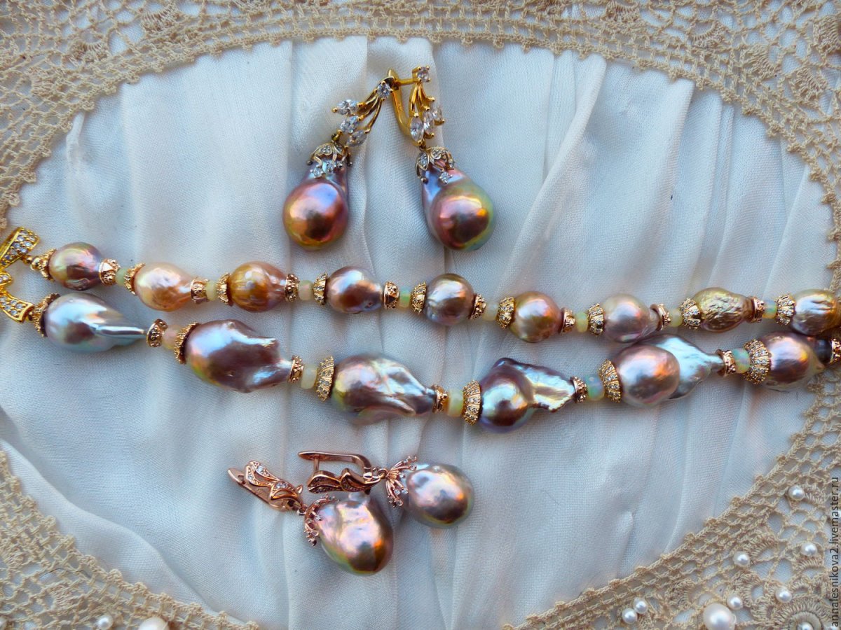 Колье с опалами позолота