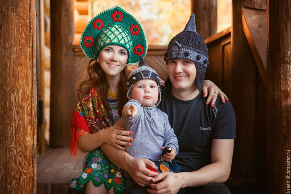 Шапка кокошник крючком