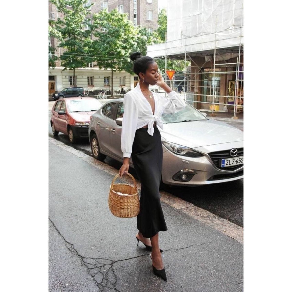 Шелковая юбка стритстайл