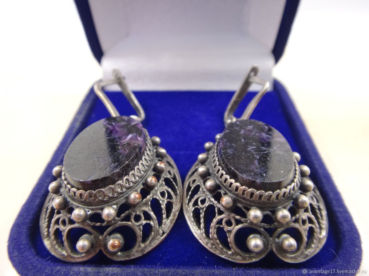 Серьги Аврора мельхиор скань