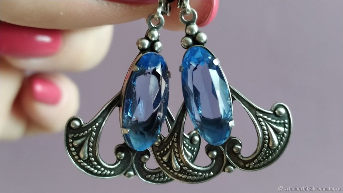 Серьги Винтаж финифть агат