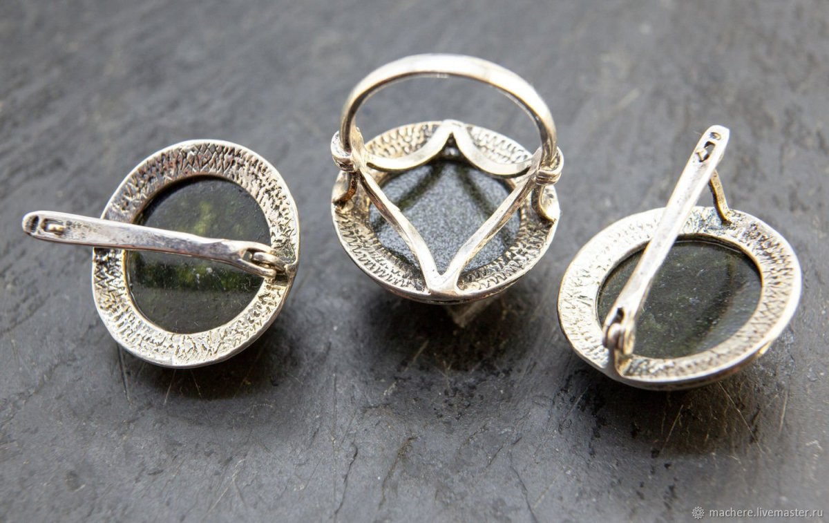Серьги серебро 875 нефрит