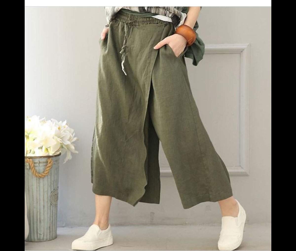 Юбка брюки из льна