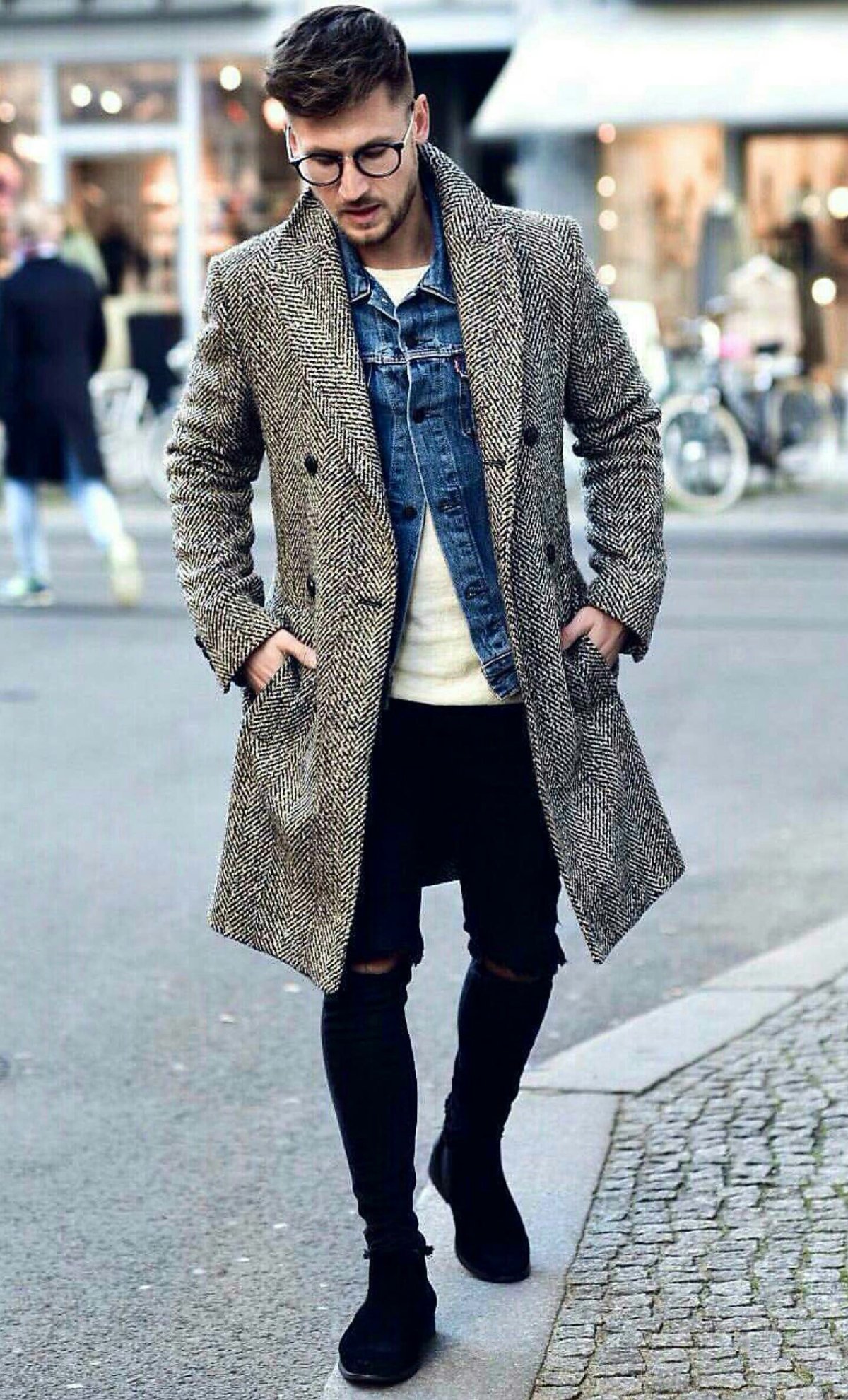 Мужские Луки с пальто