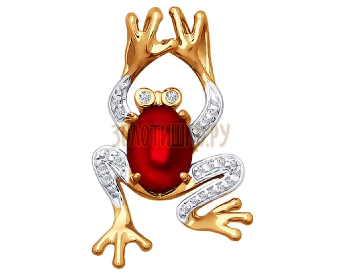 Подвеска с гранатом и фианитами с родир. 585