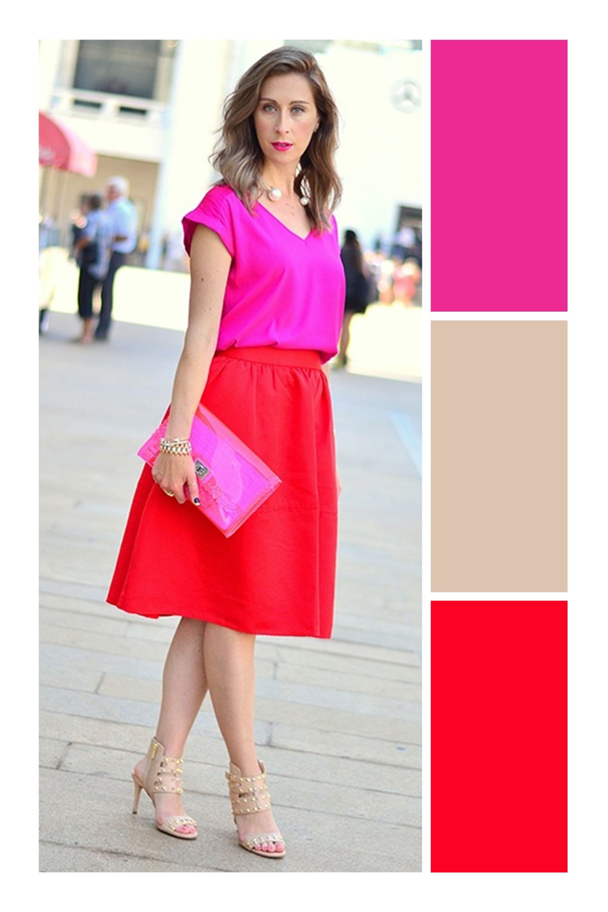 Платье ярко-розовое