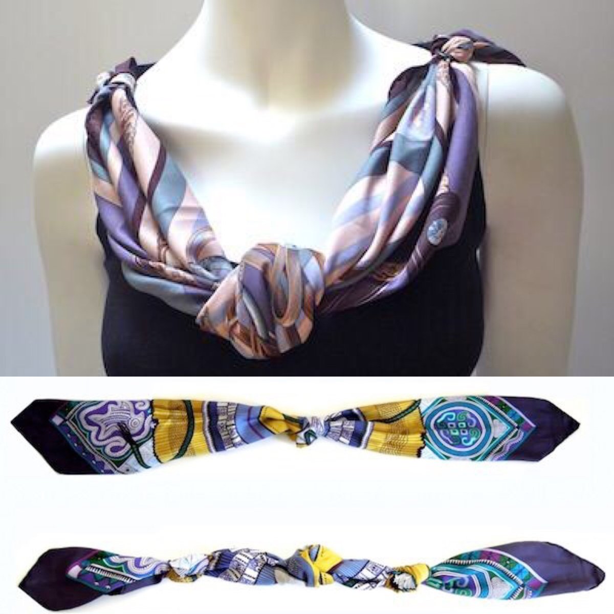 Украшение на шею из шелкового платка