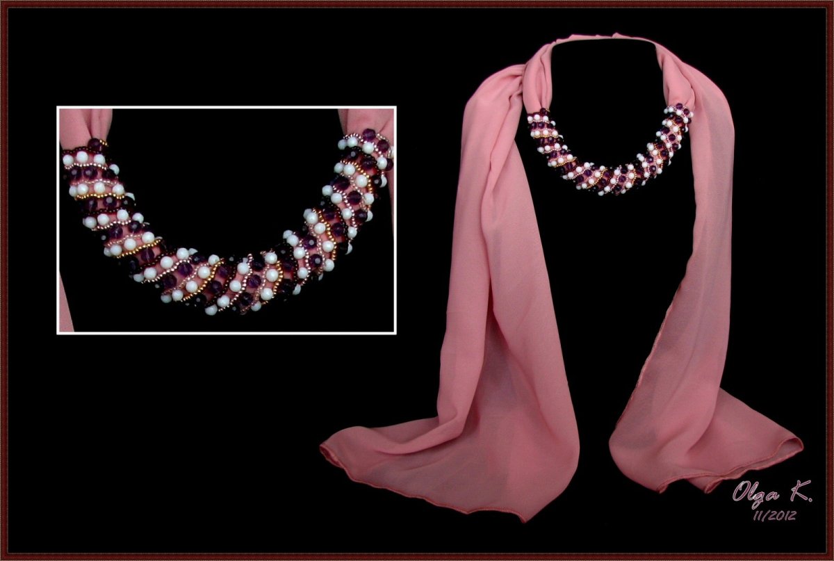 Косынка шарф с бусами