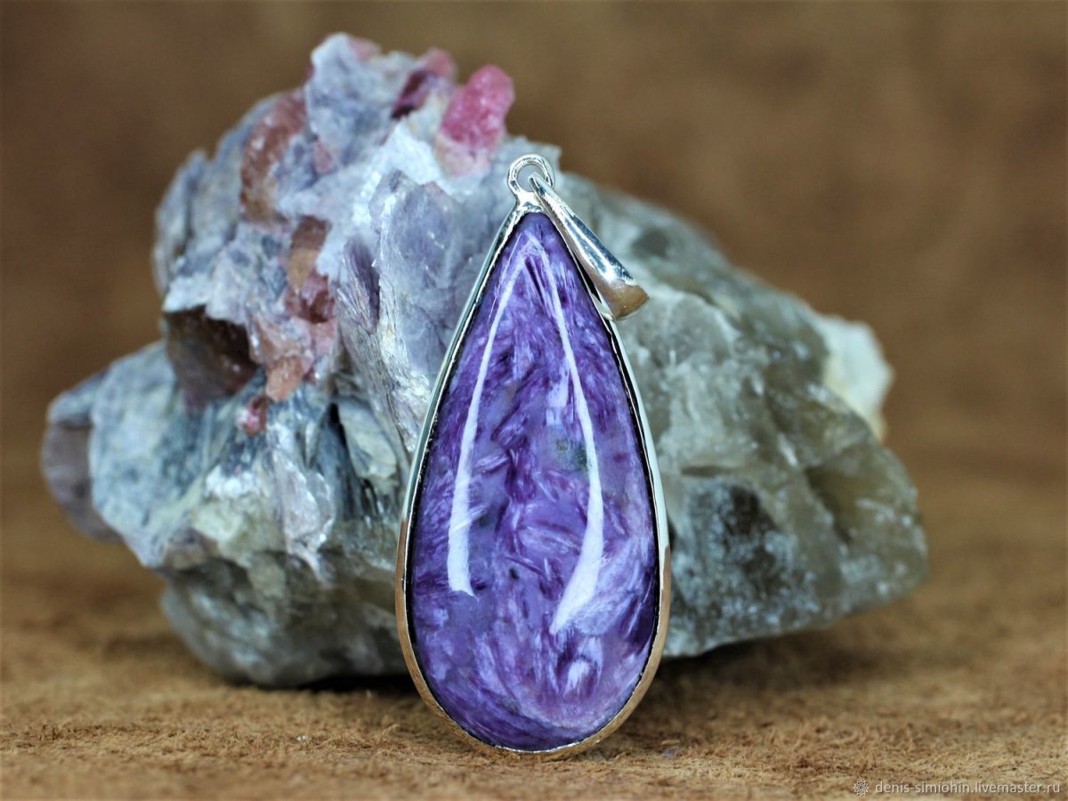 Чароит серьги в серебре