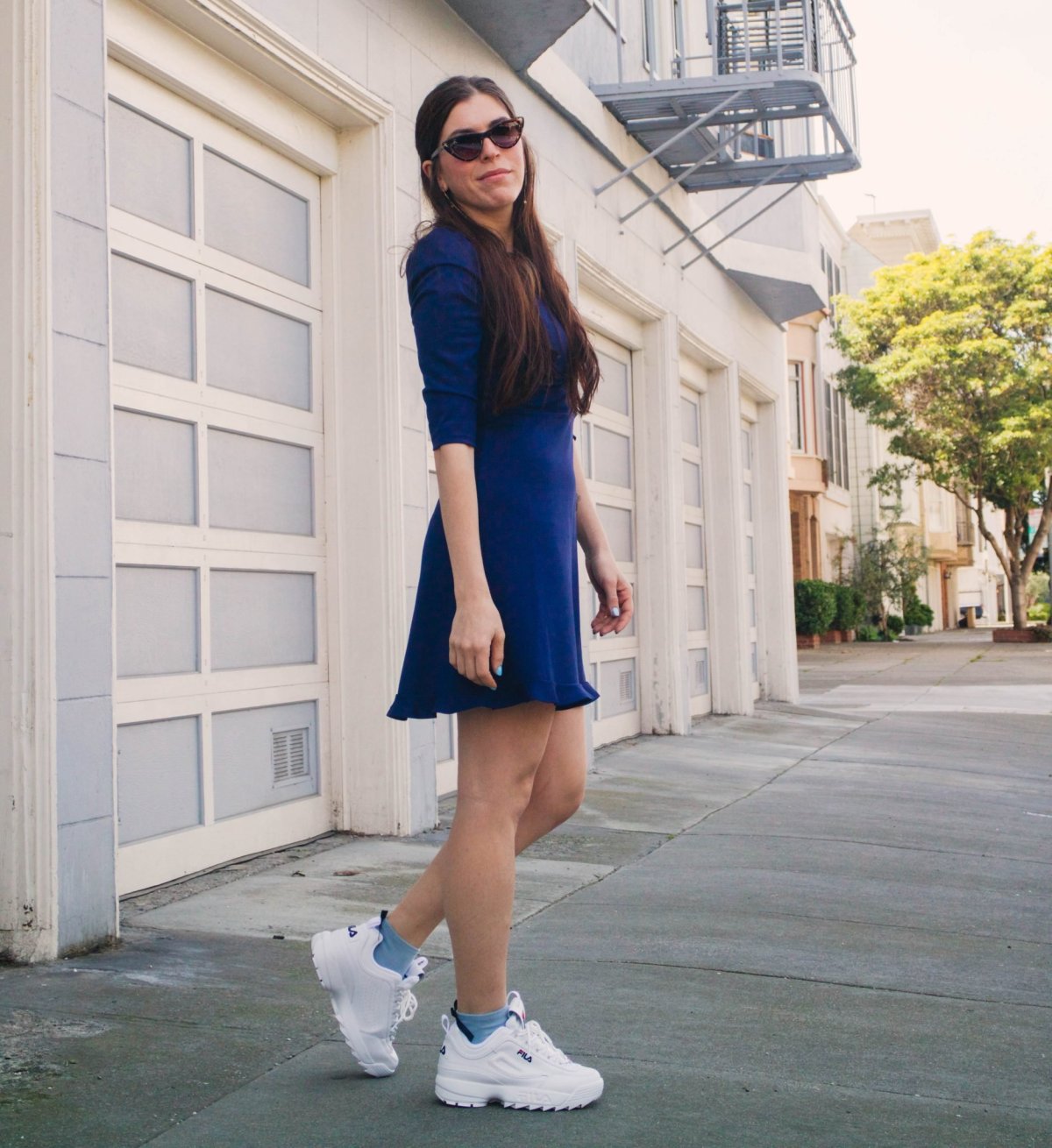 Кроссовки Fila Disruptor с платьем