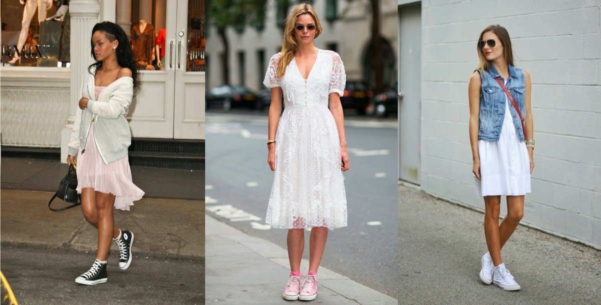 Белые кеды женские под платье