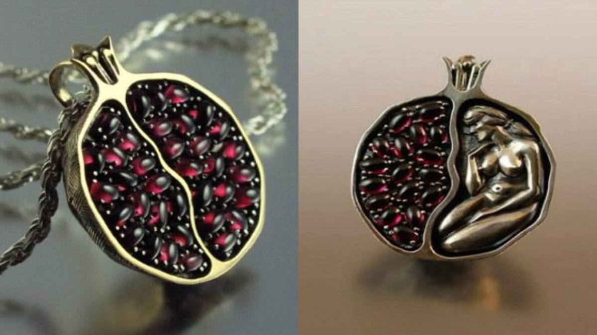 Серебряная подвеска в виде граната