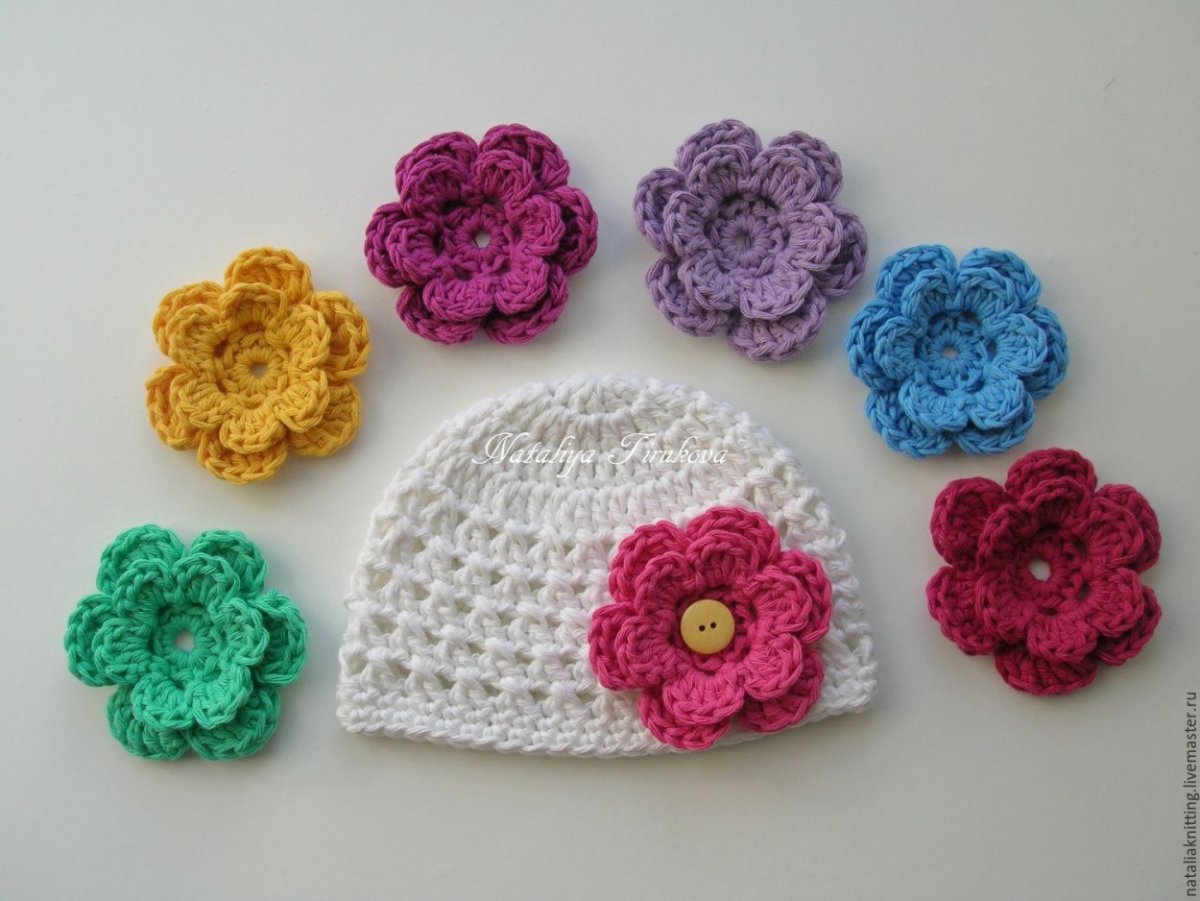 Цветочки крючком для украшения